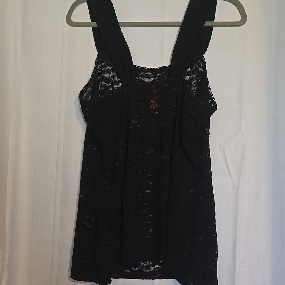 Womens Ruby Ribbon Black Lace Tank Cami Sz XL - Picture 5 of 8